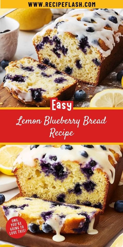 Brighten your dessert table with this Lemon Blueberry Bread Recipe! Bursting with fresh flavors, this moist bread combines tangy lemon and sweet blueberries for a heavenly bite. Perfect for breakfast or dessert, this easy recipe will have your friends and family coming back for more. Bake and enjoy! Easy Dessert Recipes Blueberry, Bread Machine Lemon Blueberry Bread, Easy Lemon Blueberry Loaf, Blue Berry Bread, Fresh Blueberry Recipes Easy, Blueberry Bread Easy, Blueberry Recipes Healthy, Lemon Blueberry Quick Bread, Lemon Blueberry Zucchini Bread