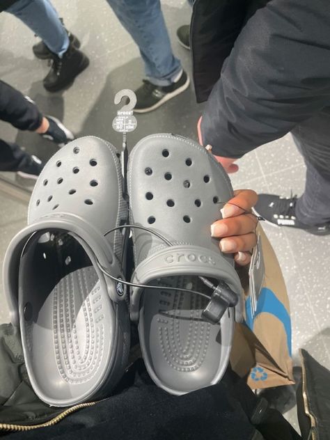 Grey Crocs, Crocs With Jibbitz, Crocs Aesthetic, Gents Shoes, Crocs Fashion, Sixth Form, Trendy Shoes Sneakers, 16 Birthday, Cute Nikes