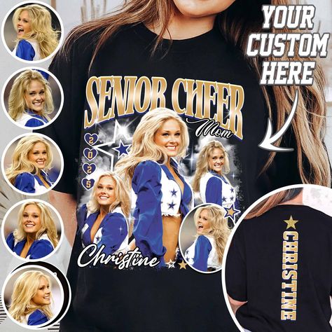 Senior Year Cheer Mom Shirt - Vintage Custom Senior Cheer Mom Womens T-Shirt with Picture Discover Gooberch's Comfort Colors T-Shirts: Where Family Love Meets Cozy Style! Our Comfort Colors tees are perfect for the whole family. They're super soft, comfy, and come in cool vintage colors. Whether you want funny shirts, holiday designs, or matching family outfits, we've got you covered! Key... Senior Night Cheer Mom Shirts, Senior Cheer Parent Shirt, Cheer Boyfriend Shirts, Cheer Shirts For Cheerleaders, Senior Night Shirts For Family, Cheer Senior Night Gifts, Senior Year Cheer, Senior Night Shirts, Senior Mom Shirts