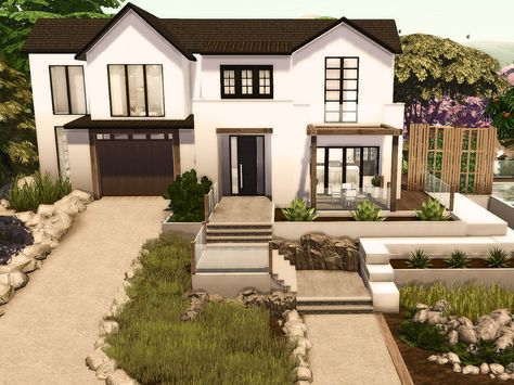 Sims 4 Family House, Sims 4 Modern House, Modern Suburban House, Sims 2 House, Modern Family House, The Sims 4 Lots, Sims 4 House Ideas, Sims House Ideas, Sims 4 Lots