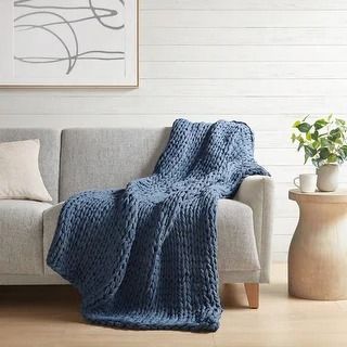 Superior Waffle Weave Honeycomb Knit Soft Cotton Blanket - On Sale - Bed Bath & Beyond - 27545453 Chunky Cable Knit Throw, Hand Knitted Throws, Chunky Knit Throw Blanket, Cable Knit Throw, Kelly Clarkson Home, Blue Throw Blanket, Chunky Knit Throw, Knit Throw, Handmade Throws