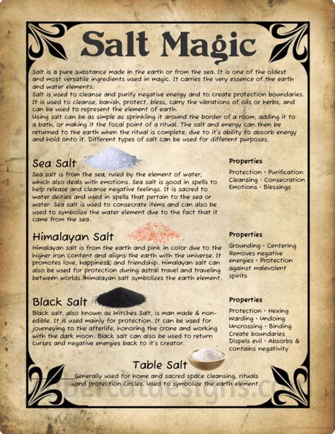 Salt Magic | Book of Shadows Occult Magic, Witch Spells, Charmed Book Of Shadows, Spells For Beginners, Types Of Magic, Easy Spells, Magic Witch, Witchcraft Books, Witch Spirituality