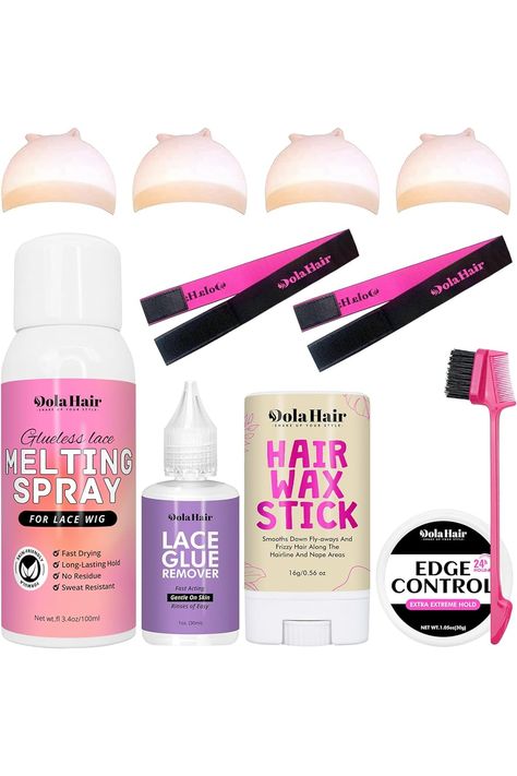 Dolahair Lace Melting Spray for Wigs Wig Bonding Spray for Lace Front Lace Adhesive Spray Lace Wig Kit Lace Front Wigs for Beginners Wig Installation Kit Wig Install Kit Wig Accessories for Beginners Wig Installation Kit, Wig Kit, Wigs For Beginners, Wig Installation, Hair Sprays, Minimalist Nail, Wig Colors, Wig Install, Protective Hairstyles Braids