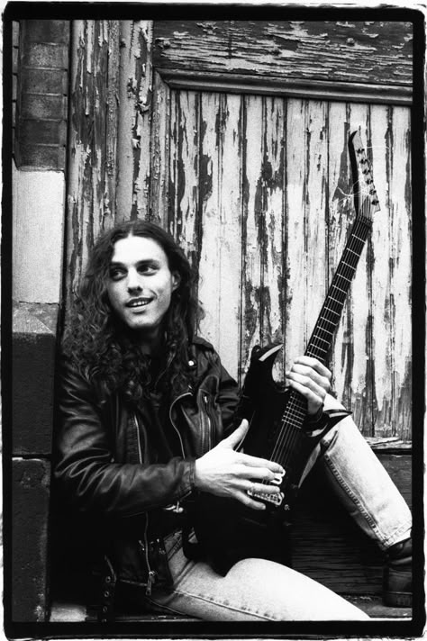 Chuck Schuldiner, A Man, Long Hair, Guitar, Black And White, Wall, Hair, White, Black