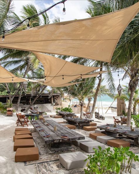 Taboo Tulum Restaurant, Tulum Design Inspiration, Tulum Coffee Shop, Tulum Bars, Tulum Bar, Tulum Beach Club, Tulum Party, Backyard Restaurant, Playa Ideas