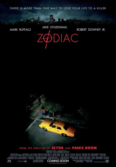 "Zodiac" British advance movie poster, 2007. Zodiac Movie, Zodiac 2007, Elias Koteas, Zodiac Killer, Best Movie Posters, David Fincher, Cinema Posters, Film School, Mark Ruffalo