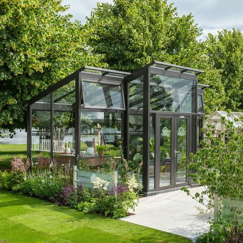 Modern Hartley Botanic greenhouse Contemporary Greenhouses, Above Ground Garden, Modern Greenhouses, Gardening Gear, Fountain Feature, Backyard Greenhouse, Greenhouse Plans, Fine Gardening, Garden Tool Set