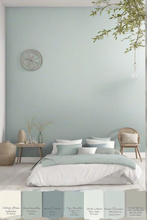 sherwin williams coordinating colors, misty serene, tranquil mists, interior design services Relaxing Bedroom Colors, Wall Color Schemes, Forest Foliage, Room Color Combination, House Upgrades, Renovation Kitchen, Warm Browns, Bedroom Color Combination, House Color Palettes