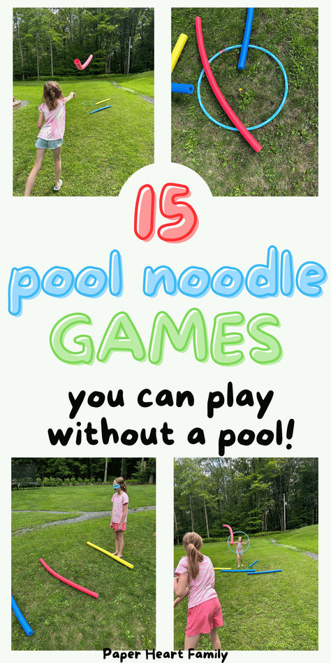 Games With Pool Noodles For Kids, Pool Noodles Activities For Kids, Pool Noodle Javelin Throw, Beach Party Game Ideas, Pool Noodles Games, Summer Party Activities For Kids, Pool Noodle Games For Kids, Outdoor Summer Games For Kids, Noodle Games For Kids