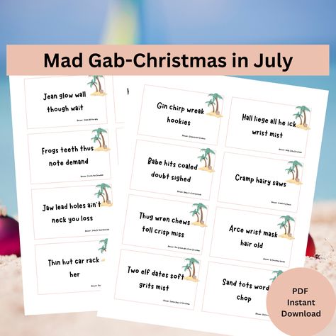 Looking for a Christmas in July Game that everyone can play during this holiday season? This Mad Gab Christmas Edition game is perfect for big or small family or friends gatherings. #christmasinjuly #christmasgames #summerchristmas Mad Gab, Office Games, Fun Christmas Games, Christmas Games For Family, Family Party Games, Summer Christmas, Family Parties, Christmas Tea, Christmas Games