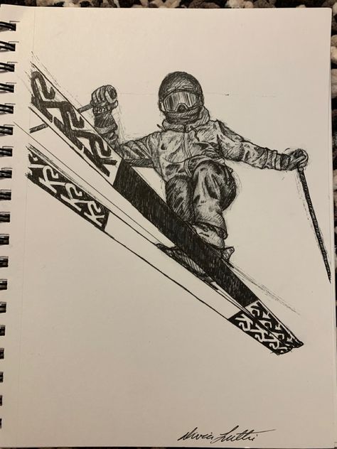 Skiing Tattoo, Ski Drawing, Wave Drawing, Mountain Drawing, Sketches Art, Cartoon Clip, Graffiti Doodles, Person Drawing, Art People