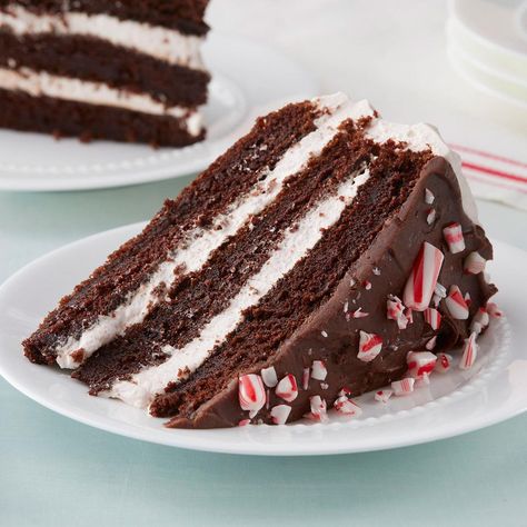 Peppermint Frosting, Chocolate Peppermint Cake, Peppermint Dessert, Recipes Using Cake Mix, Mint Chocolate Cake, Peppermint Cake, Chocolate Cobbler, Cake Mix Desserts, Holiday Birthday Party