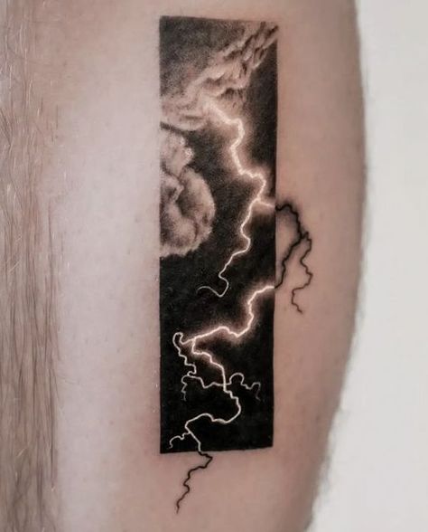 Tattoo Storm Cloud, Unique Sunset Tattoo, Self Destruct Tattoo, Rectangle Tattoo Cover Up, Long Cover Up Tattoos, Endorphin Tattoo, Mysterious Tattoo Ideas, Deadly Flower Tattoo, Space Time Tattoo