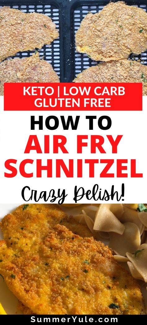 Chicken Snitzel In Air Fryer, Chicken Schnitzel Air Fryer, Chicken Snitzel Recipe, Pork Snitzel, Airfryer Keto, Air Fry Chicken, Chicken Schnitzel Recipe, Milanesa Recipe, Pork Panko