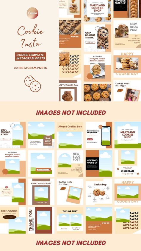 Cookies Instagram Post, Instagram Cookie Posts, Cookies Instagram Feed, Bakery Instagram Feed Ideas, Bakery Instagram Feed, Coming Soon Design Instagram Feeds, Food Instagram Feed, Canva Layout Ideas, Cookie Aesthetic