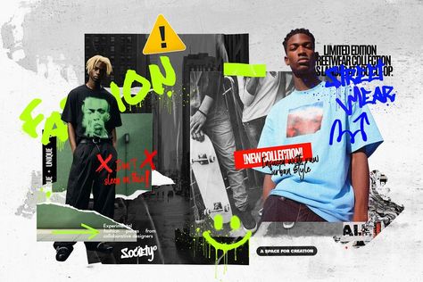 Street Art Mood Board, Fashion Moodboard Ideas, Streetwear Moodboard, Collage Layout, Collage Idea, Collage Fashion, Photo Collage Design, Video Edits, Fashion Mood Board