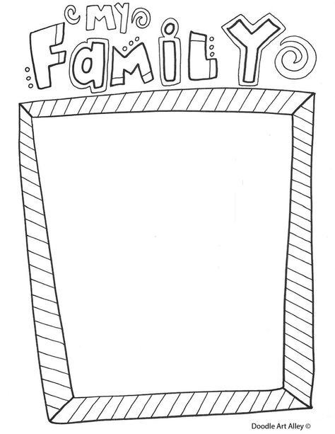 Picture Frame Coloring Page, Family Portraits Preschool, All About Me Printable Free Preschool, Family Theme Activities For Toddlers, My Family Art And Craft Preschool, Cute Family Drawing, Pinterest Activities, Doodle Family, Family Doodle