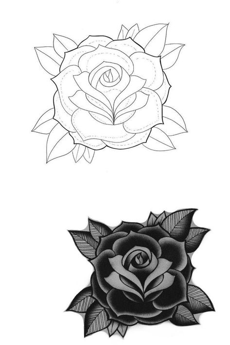 Dark Rose Tattoo Design, Cover Up Tattoos Stencil, Rose Hand Tattoo Stencil, Tattoos For Cover Ups Ideas, Tattoo Cover Up Ideas For Men, Large Cover Up Tattoo, Dark Flower Tattoo, Simple Tattoo Outlines, Dark Rose Tattoo