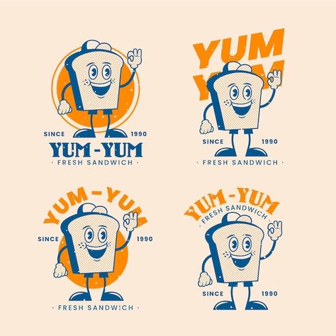 Retro Illustration Poster, Cartoon Restaurant, Cartoon Typography, Logo Voyage, Logo Design Agency, Visuell Identitet, Logos Retro, 달력 디자인, Retro Logo Design