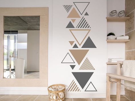 Geometric Wall Paint, Wall Paint Patterns, Creative Wall Painting, Diy Wall Painting, Triangle Wall, Room Wall Painting, Bedroom Wall Designs, Wall Painting Decor, Wall Murals Painted