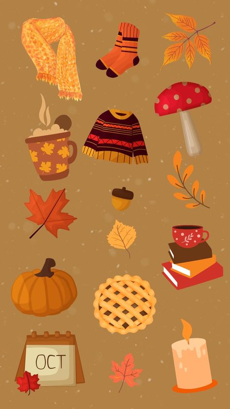 Phone Wallpaper Illustration, Fall Autumn Wallpaper, October Illustration, Phone Wallpaper Funny, Autumn Phone Wallpaper, October Wallpaper, Wallpaper Autumn, Autumn Wallpaper, Wallpaper Illustration