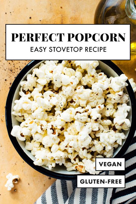 Learn how to cook PERFECT popcorn on the stove with this easy recipe! Stovetop popcorn is a quick and irresistible snack. It’s so much healthier than microwave or movie theater popcorn! #popcorn #stovetoppopcorn #cookieandkate #healthysnacks #easysnacks Stovetop Popcorn Recipes, Popcorn On The Stove, Theater Popcorn, Cheap Snack, Stovetop Popcorn, Perfect Popcorn, Movie Theater Popcorn, Healthy Popcorn, Stove Top Recipes