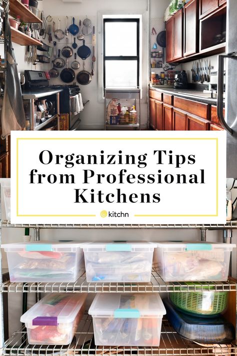 6 Organizing Tips I Stole from Professional Restaurant Kitchens to Use at Home Organized Restaurant Kitchen, Restaurant Kitchen Organization Ideas, Catering Organization Ideas, Restaurant Organization Ideas, Chef Kitchen Design, Commercial Kitchen Design For Home, Commercial Kitchen Organization, Restaurant Kitchen Organization, Small Restaurant Kitchen