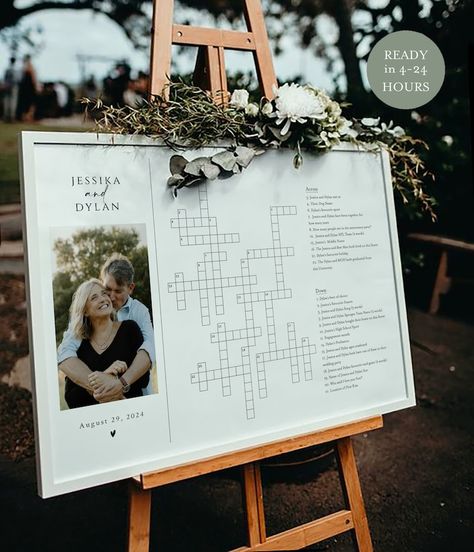 Sip And Solve, Wedding Crossword Puzzle, Crossword Puzzle Games, Wedding Puzzle, Minimalist Font, When I Get Married, Craft Wedding, Wedding Vibes, Wedding Idea