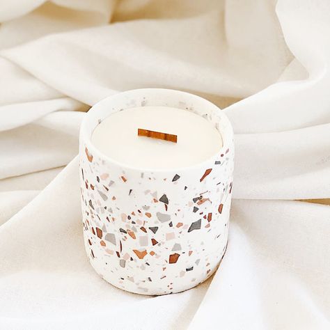 Concrete Jars, Terrazzo Candle, Scandinavian Decoration, Boho Candle, Candle Making Wax, Concrete Ideas, Painted Pots Diy, Modern Wedding Decor, Buy Candles