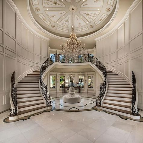 Gorgeous double staircase #foyer #foyers #staircase #staircases #homes #mansion #mansions #luxury #lifestyle #architecture… Double Staircase Foyer, Elegant Stairs, Mansion Homes, Luxury Staircase, Double Staircase, Marble Staircase, Rich Home, Luxury House Plans, Staircase Design