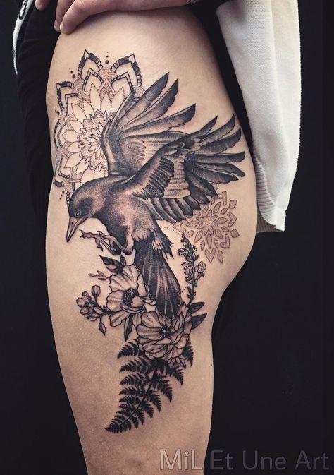 210+ Coolest Crow Tattoos Ideas With Meanings (2023) - TattoosBoyGirl Crow Tattoo For Men, Mandala Arm Tattoo, Mandala Tattoo Designs, Crow Tattoo Design, Vogel Tattoo, Tattoo Zeichnungen, Crow Tattoo, Raven Tattoo, Beautiful Mandala