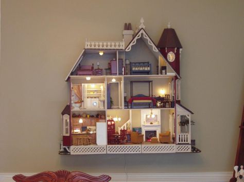 The McKinley, a wall hanging dollhouse kit by Greenleaf Dollhouses ~ Paula O'Neal Mckinley Dollhouse Kit, Mckinley Dollhouse, Cellar Room, Dollhouse Shelf, Miniature Dollhouses, Dollhouse Inspiration, Dollhouse Design, Miniature Ideas, Dollhouse Ideas