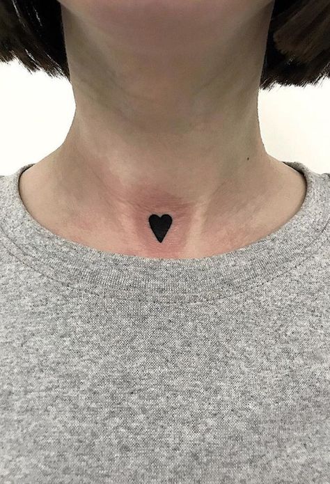 Heart On Neck Tattoo, Heart Throat Tattoo, Solid Heart Tattoo, Heart Neck Tattoo, Simple Heart Tattoos, Solid Black Tattoo, Throat Tattoo, Silhouette Tattoos, Elegant Tattoos