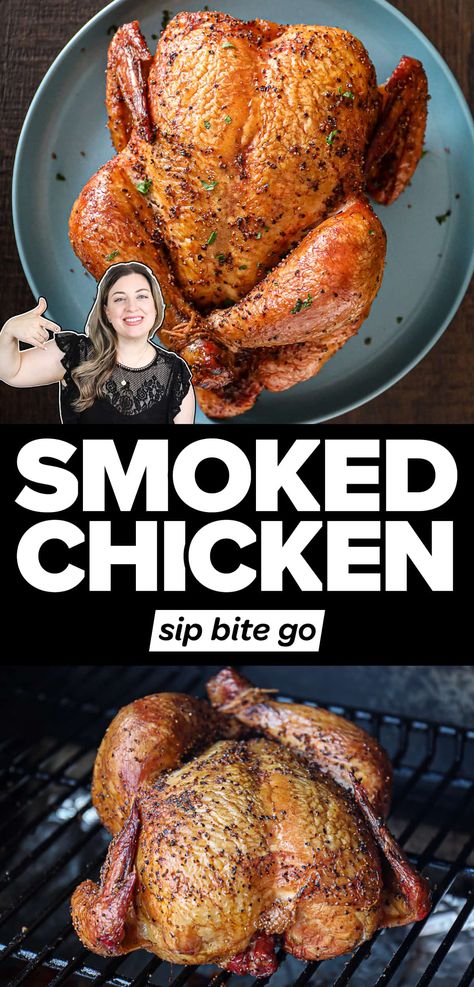 Smoker Recipes Chicken, Smoker Cooking Recipes, Chicken Temperature, Smoked Whole Chicken, Smoked Chicken Recipes, Pellet Smoker Recipes, Traeger Grill Recipes, Smoker Ideas, Smoked Recipes