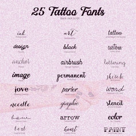 25 FREE tattoo fonts for your next ink session • A Subtle Revelry | the 25 tattoo font styles that you can use to create your own ink art work Girly Tattoo Fonts, 3 Letter Name Tattoo, Fonts For Name Tattoos, Pretty Fonts For Tattoos, Quote Tattoo Fonts, Initals Tattoo Fonts, Name Fonts Tattoo, Best Fonts For Tattoos, Font For Tattoos