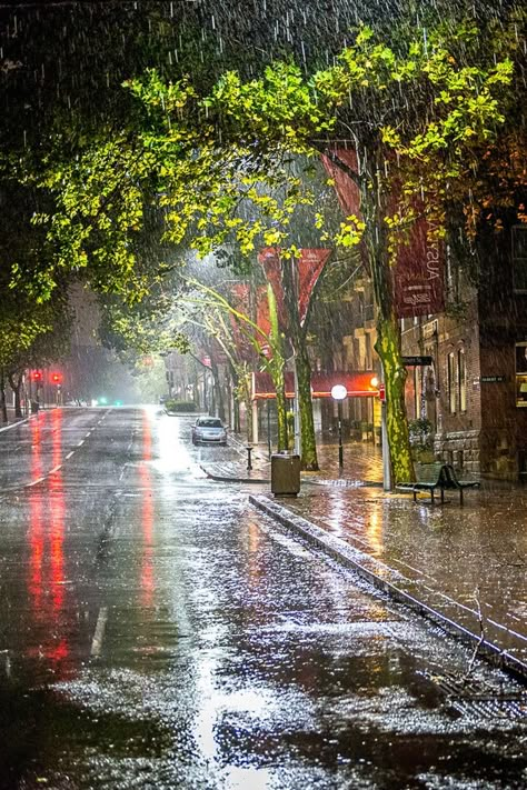 Aesthetic Rainy Night, Graph Art, Night Landscape Photography, City Rain, Rainy Sky, Rainy Street, Rainy Day Aesthetic, I Love Rain, Rain Wallpapers