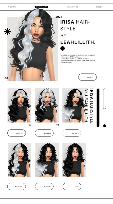 Irisa Hairstyle (Maxis Match): DOWNLOAD Sims 4 Cc Maxis Mix Hair, Sims 4 Maxis Match Wavy Hair, Sims 4 Cc Maxis Match Colored Hair, Curly Maxis Match Hair, Sims 4 Second Life Conversion Hair, Ah00b Hair Sims 4, Sims 4 Skunk Hair, Sims 4 Cc Mid Length Hair, Sims 4 Hair Color Palette Cc