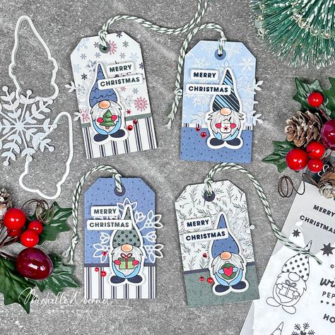 Gnome Christmas Tags, Gnome Christmas Cards Handmade, Christmas Gnome Cards, Gnome Christmas Cards, Gnome Gift Tags, Christmas Sentiments, Gnome Christmas, Christmas Gnomes, Stampin Up Christmas