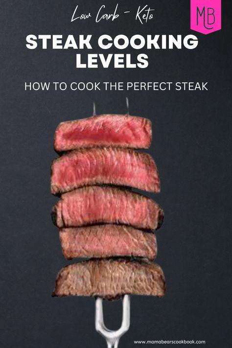 Wondering how to cook the perfect steak? Learn about the 5 types of steak cooking levels to make your steak perfect every time. We also include tips, side dishes, sauces and more. How To Cook Perfect Steak, How Long To Cook Steak On Stove, How Long Do You Cook Steak In The Oven, Steak Cooking Times Grill, Best Steak Cooking Method, Steak Cooking Chart, Steak Cooking Times, Steak Times, Ny Steak