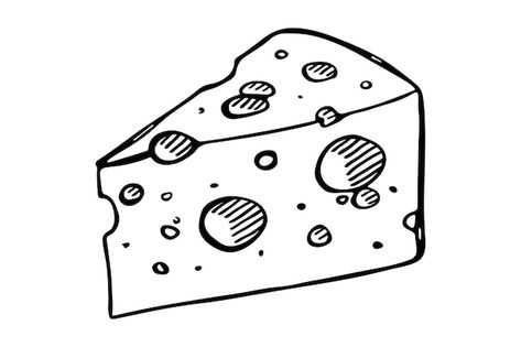 Cheese Line Drawing, Cheese Wedge Tattoo, Cheese Drawing Easy, Cheese Sketch, Cheese Clipart, Japanese Club, Cheese Vector, Cheese Doodle, Cheese Cartoon