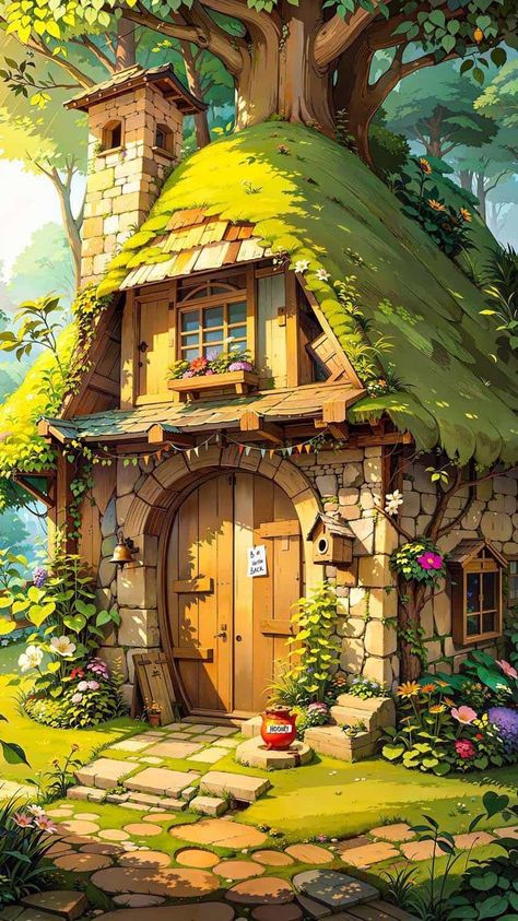 Tiny House iPhone Wallpaper 4K - iPhone Wallpapers Fantasy Cottage Art, Cottage Concept Art, Coloring Aesthetic, Cottage Illustration, Fantasy Cottage, Fairytale Cottage, Cottage Art, Fantasy House, Fantasy Places