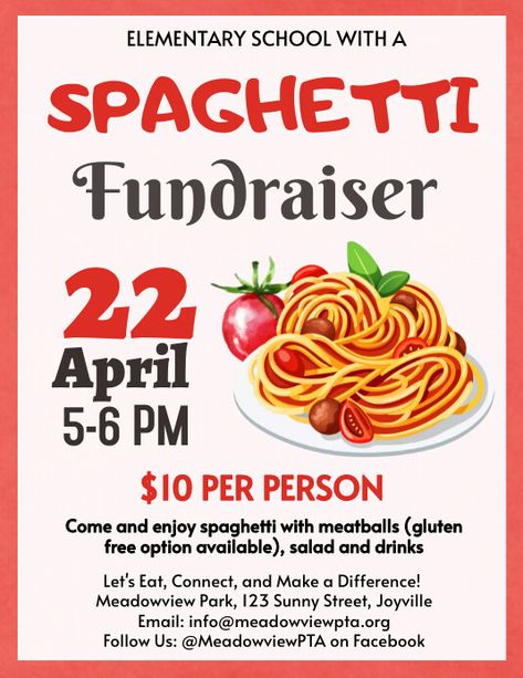 Spaghetti Dinner Fundraiser, Spaghetti Dinner, Fundraiser Flyer, Flyer Free, Free Flyer Templates, Free Downloads, Flyer Template, Easy To Use, Spaghetti