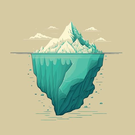 giant ice mass iceberg floating Iceberg Art Illustration, Tip Of The Iceberg Illustration, Iceberg Drawing Simple, Ice Mountain Illustration, Ice Berg Illustration, Iceberg Sketch, Glacier Drawing, Iceberg Drawing, Iceberg Tattoo