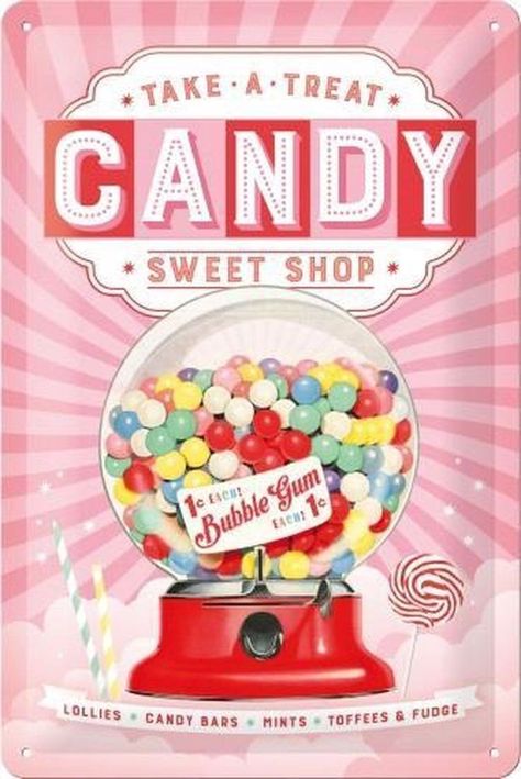 Vintage Food Posters, Vintage Sweets, Candy Poster, Candy Sweet, Retro Candy, Nostalgic Art, Baby Shoot, Retro Sign, Sweet Shop