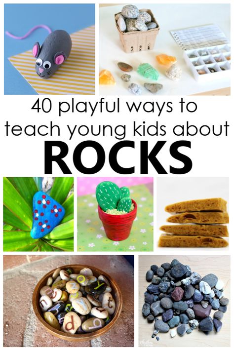 Rock activities for teaching young kids about rocks. Includes hands-on rock activities for toddlers, preschoolers, and kindergarteners. Rock Activities, Rock Study, Rock Unit, Teaching Toddlers, Cool Science Experiments, Preschool Science, Preschool Themes, Preschool Theme, Toddler Learning Activities