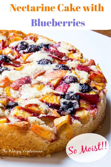 Summer Peach Cake Pie, Sweet Sides, Nectarine Cake, Cake With Blueberries, Berry Recipes, Peach Blueberry, Cake Tips, Summer Cake, Dessert Cakes