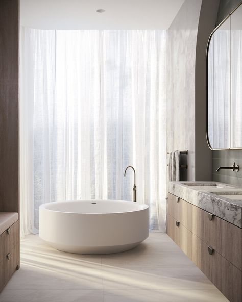 Willow — bayleyward Round Bath, Marble Bath, Residential Apartments, Floor To Ceiling Windows, Free Standing Bath, Free Standing Bath Tub, Ceiling Windows, 인테리어 디자인, Bathroom Interior