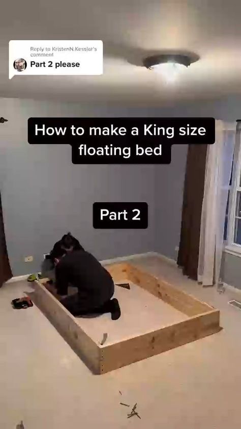 Floating Bed Diy, Diy King Bed Frame, Spare Room Design, Platform Bed Plans, Floating Platform Bed, Small Room Makeover, Bed Frame Plans, Bedroom Ideas For Small Rooms Diy, Wood Working Projects