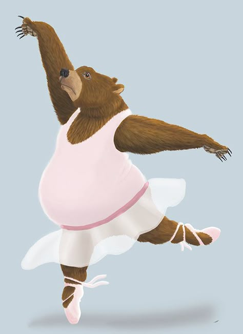 Dancing Bear Illustration, Dancing Animals Drawing, Ballerina Cartoon, Bear Dancing, Ballerina Animals, Ballet Illustration, Ballerina Illustration, Dancing Drawing, Ballerina Bear