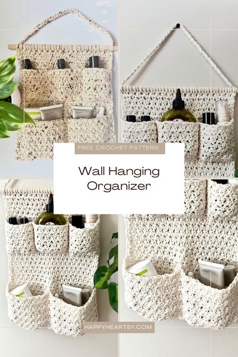 Wall Hanging Organizer Free Crochet Pattern Crochet Office Decor Free Pattern, Crochet Gifts Free Pattern, Crochet Wardrobe, Wall Hanging Organizer, Hat Organizer, Crochet Organizer, Crochet Dreams, Crochet Collection, Hat Organization